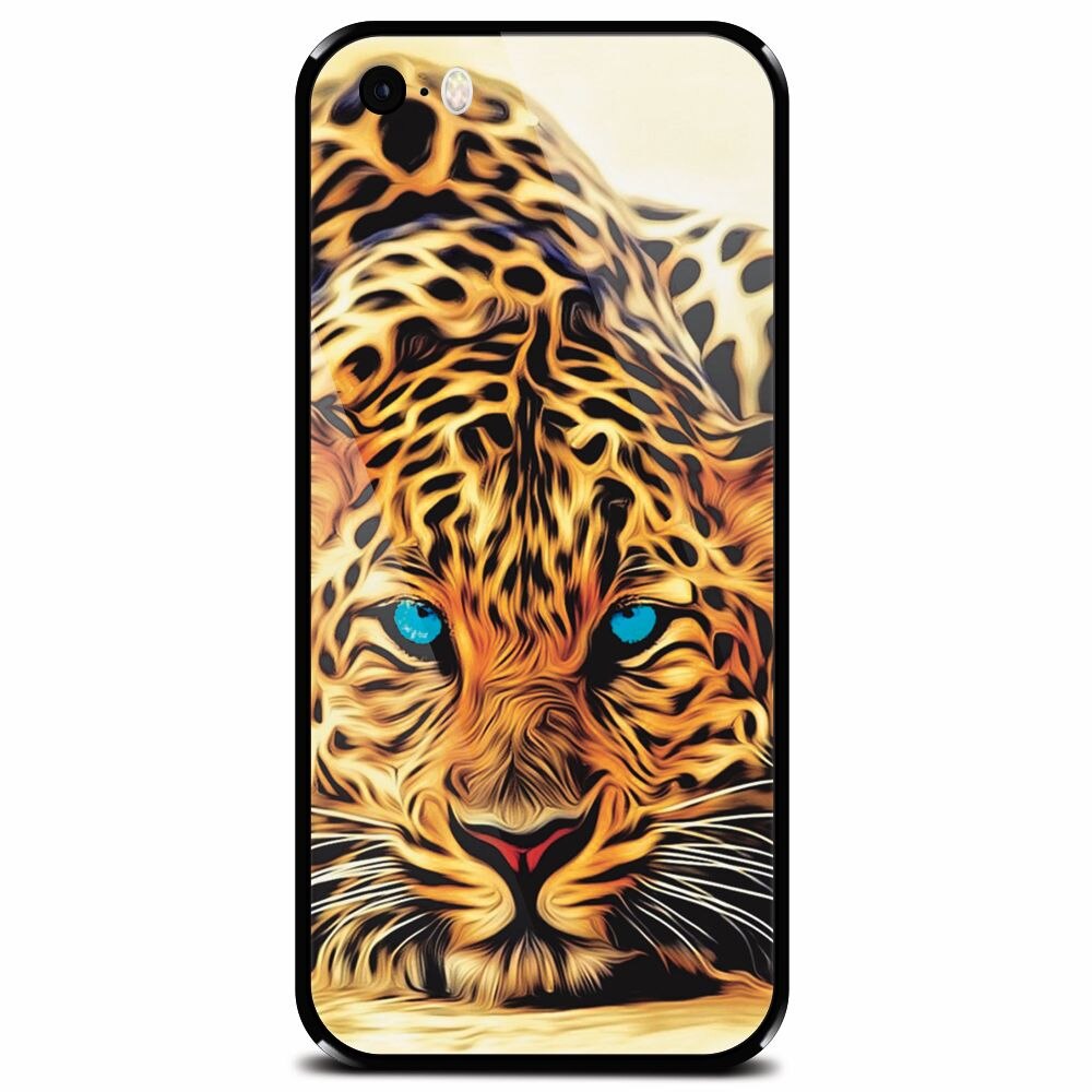 Husa din sticla securizata pentru Apple iPhone 5, Animal Tiger