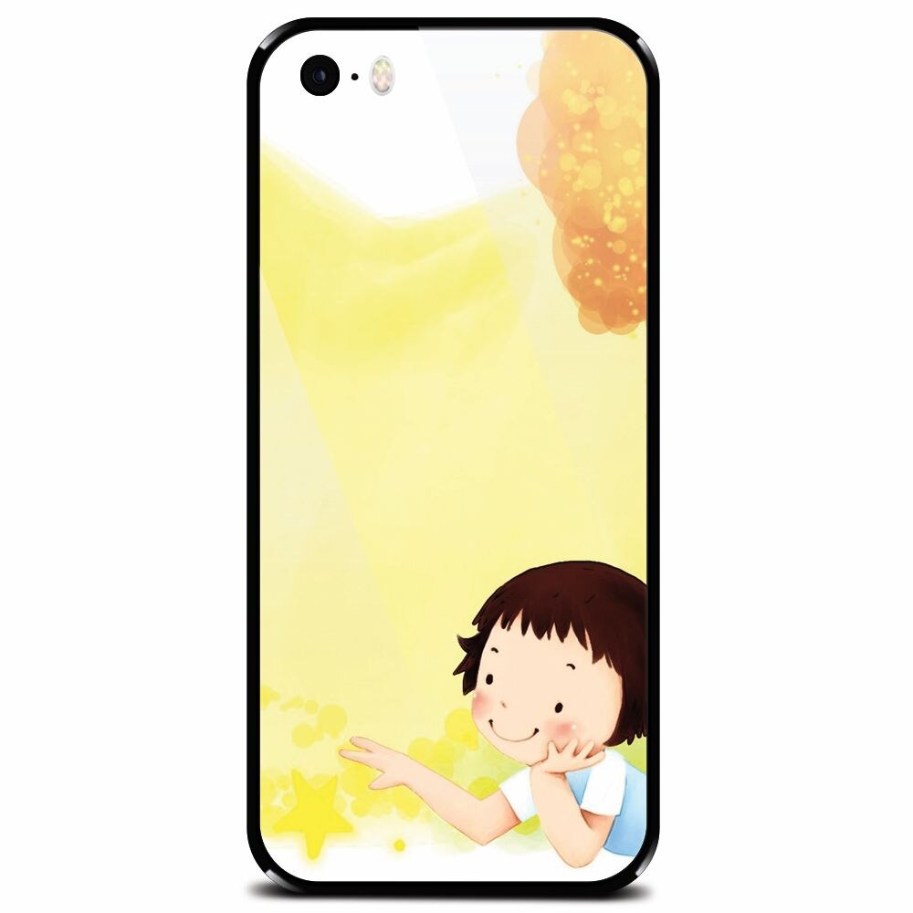 Husa din sticla securizata pentru Apple iPhone 5, Child Autumn Paint Hd