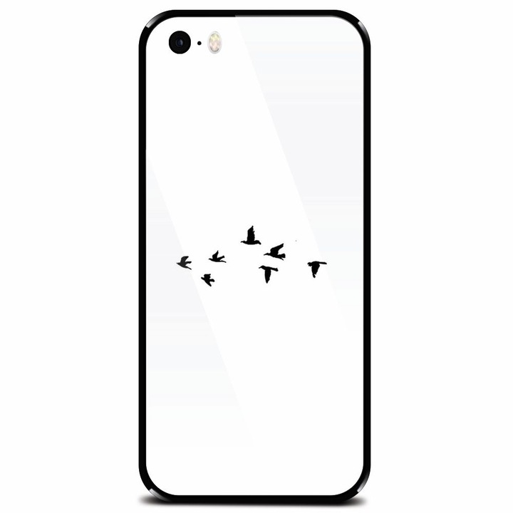 Védett üvegtok Apple iPhone 5, Birds telefonhoz