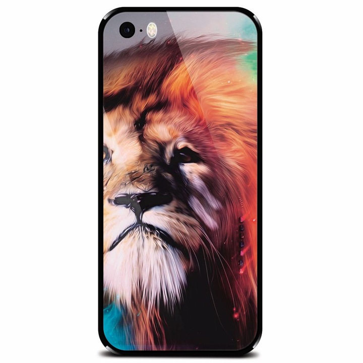 Edzett üvegtok Apple iPhone 5-höz, Awesome Art Of Lion