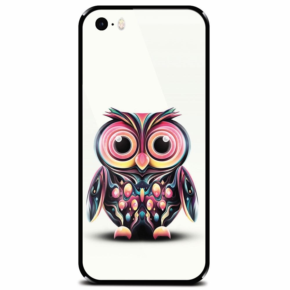 Husa din sticla securizata pentru Apple iPhone 5, Colorful Owl Illustration