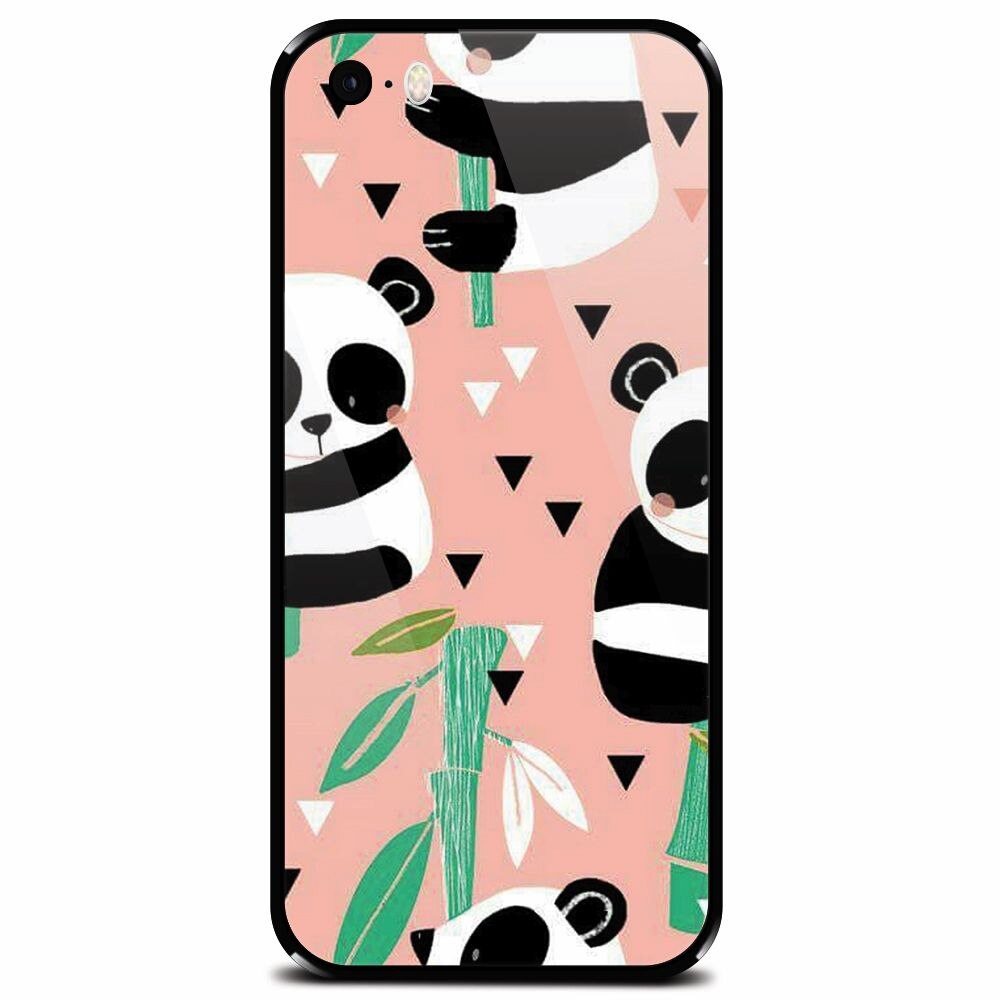 Husa din sticla securizata pentru Apple iPhone 5, Baby Panda 001