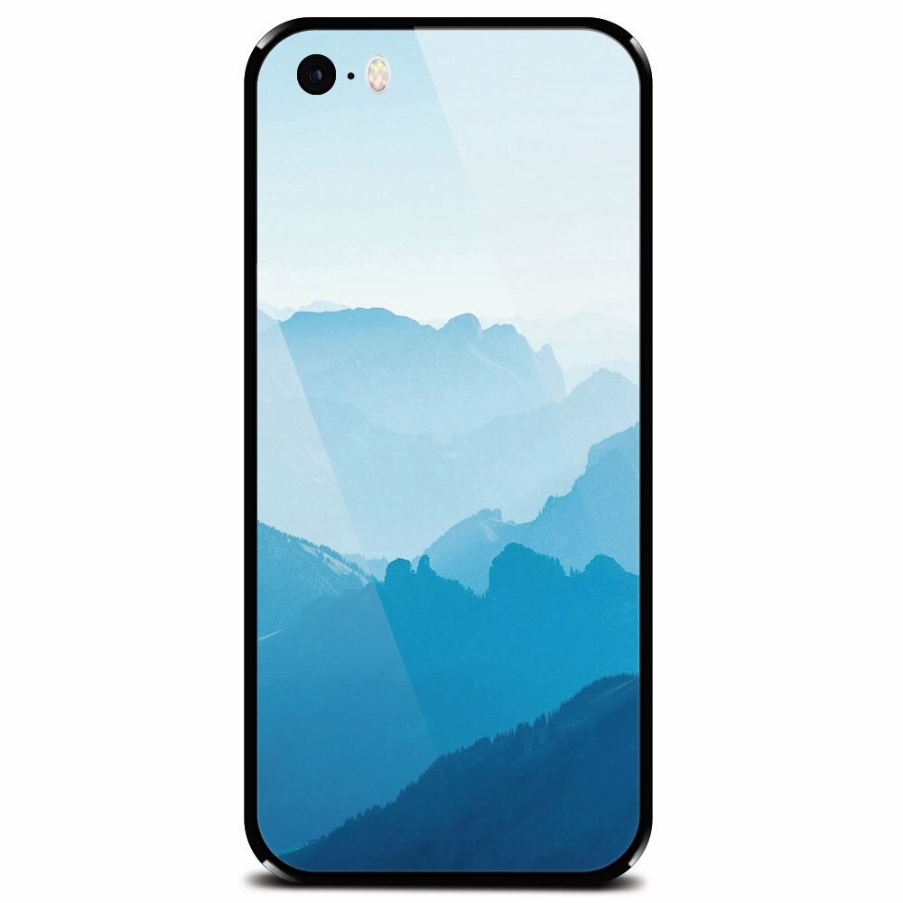 Husa din sticla securizata pentru Apple iPhone 5, Blue Mountain Crests