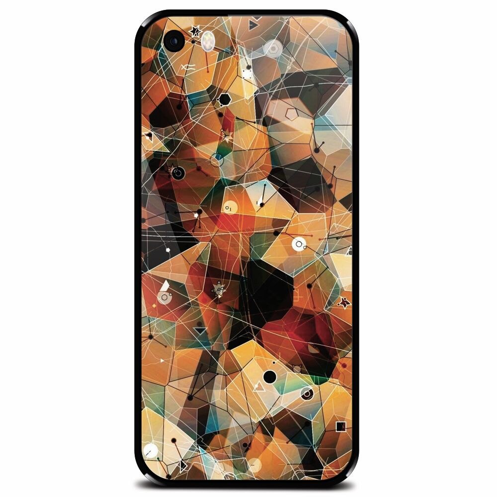 Husa din sticla securizata pentru Apple iPhone 5, Abstract Triangles Connected Lines