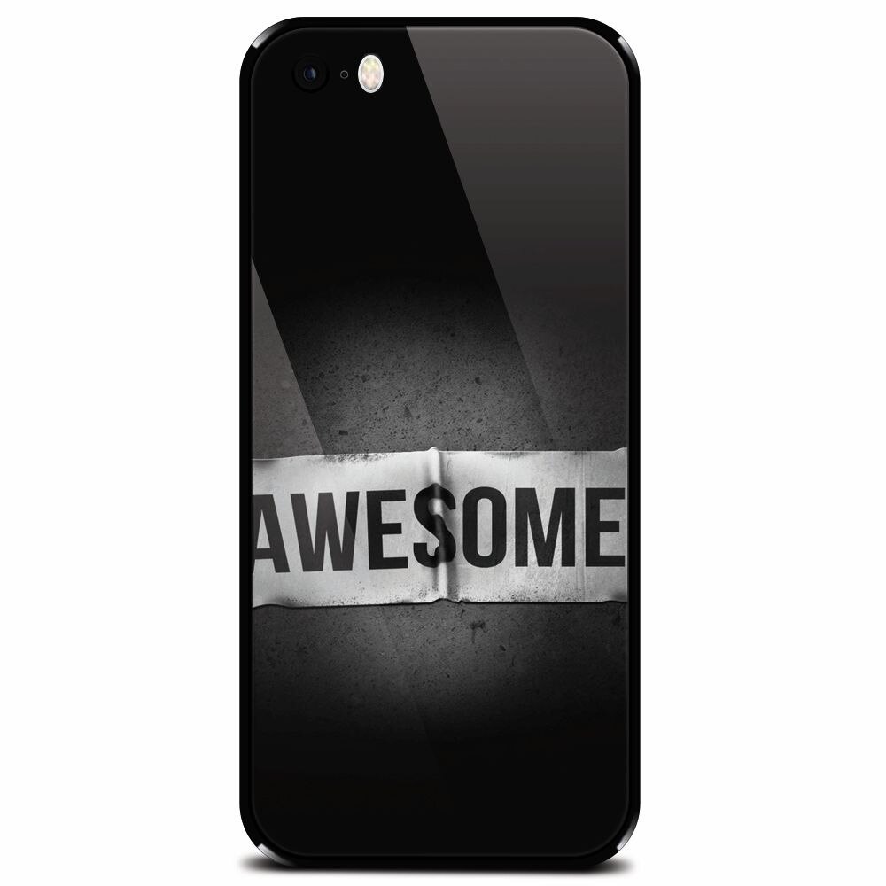 Husa din sticla securizata pentru Apple iPhone 5, Awesome Label Dark