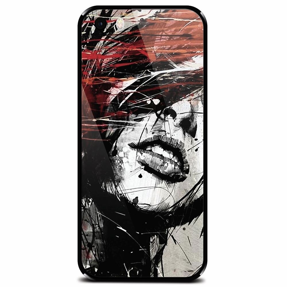 Husa din sticla securizata pentru Apple iPhone 5, Byroglyphics Woman Drawing