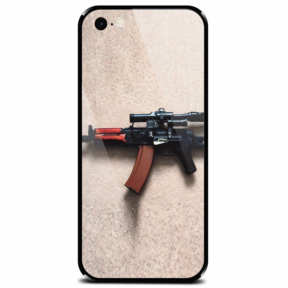 Husa din sticla securizata pentru Apple iPhone 5, AK Kalashnikov Gun Of Military