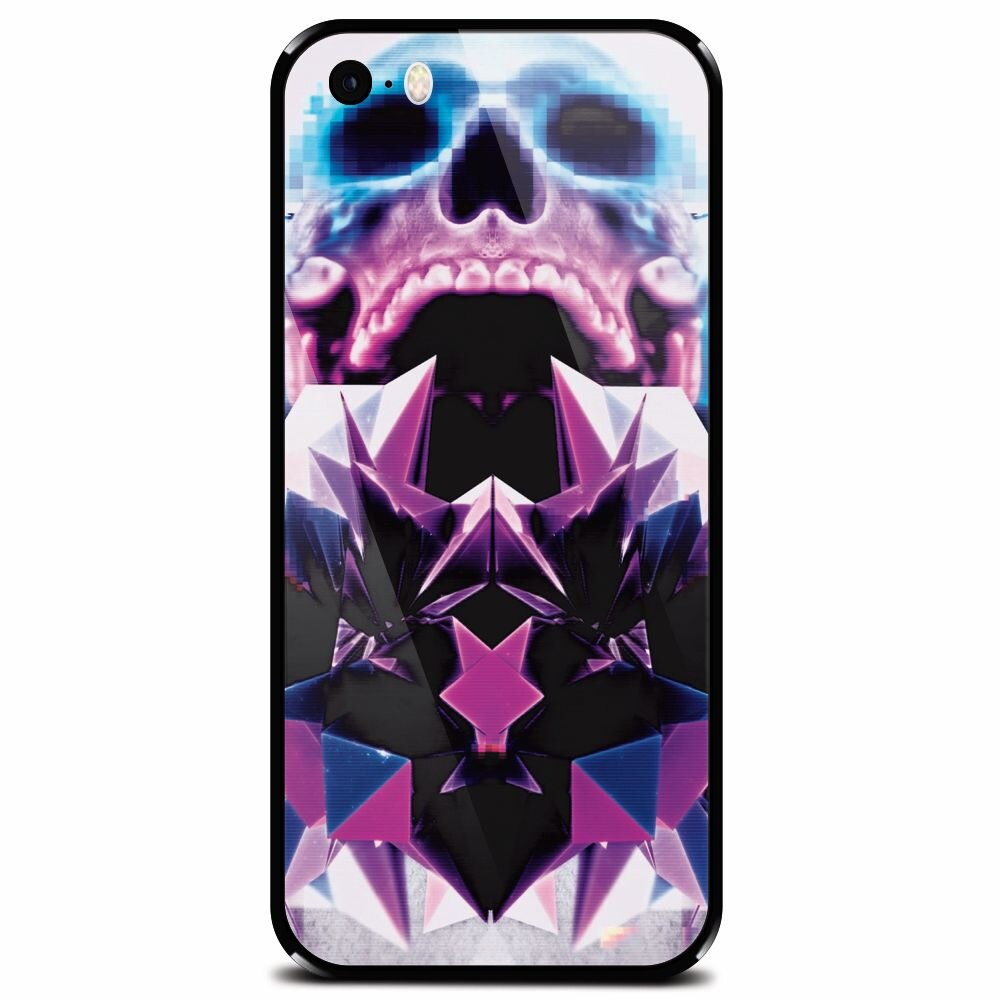 Husa din sticla securizata pentru Apple iPhone 5, Abstract Framed Skull