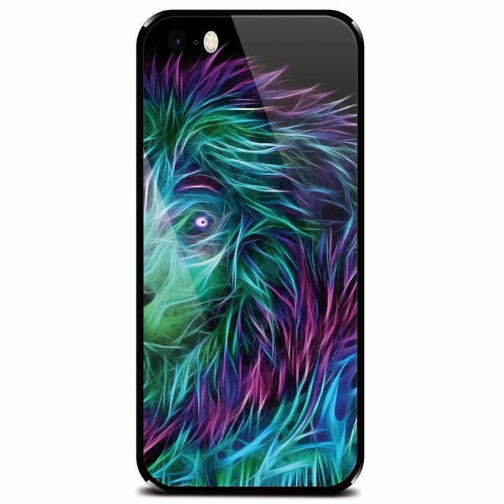 Edzett üvegtok Apple iPhone 5, Abstract Lion 002 telefonhoz