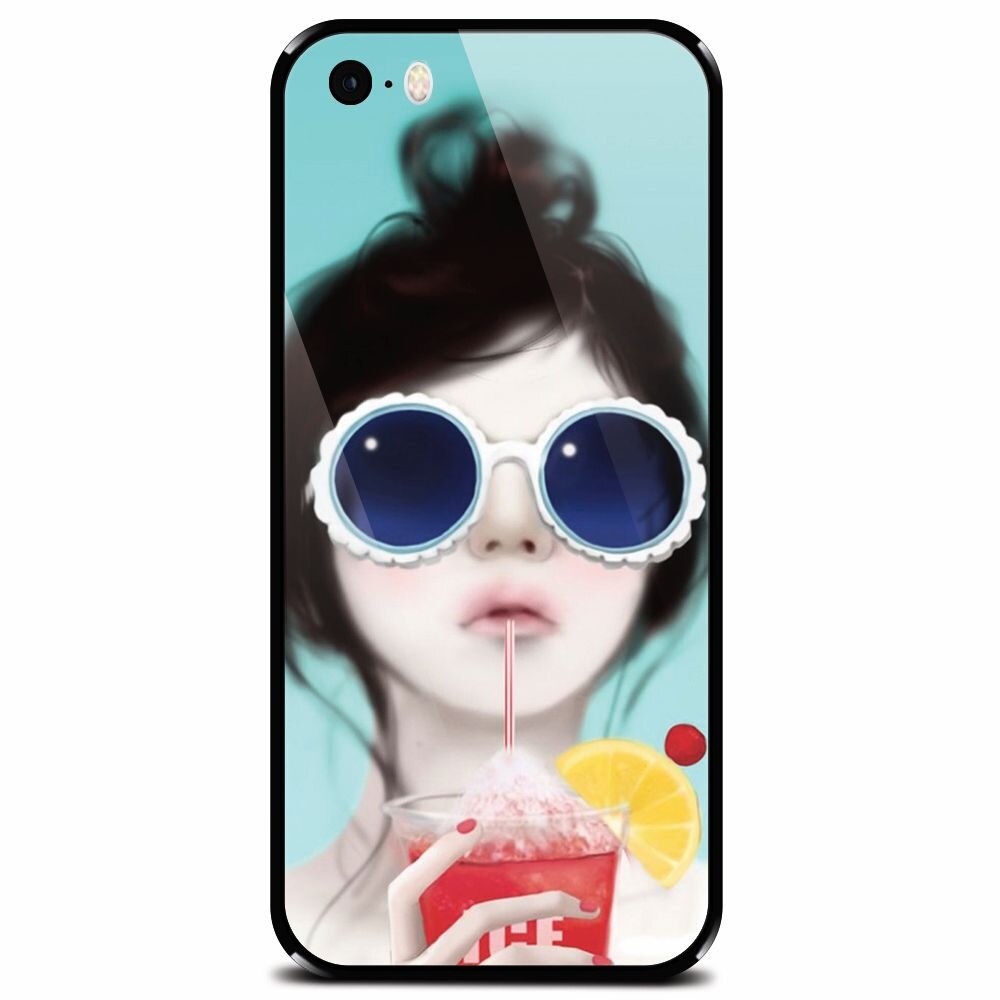Husa din sticla securizata pentru Apple iPhone 5, Cute Girly 001