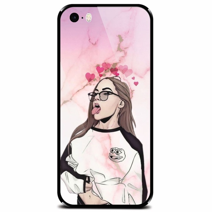 Edzett üvegtok Apple iPhone 5, Bad Girl telefonhoz