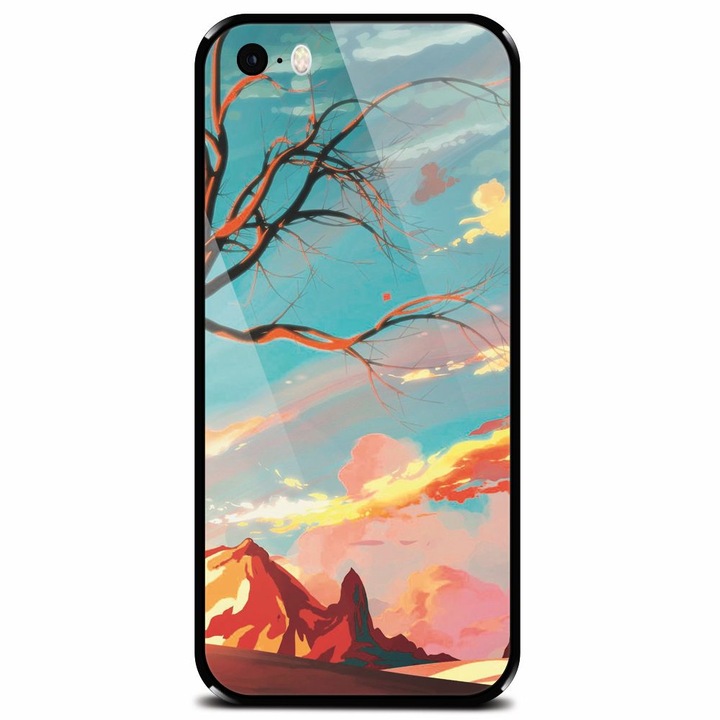 Edzett üvegtok Apple iPhone 5-höz, Artistic Landscape