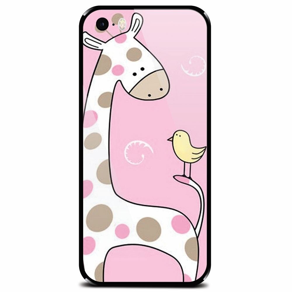 Husa din sticla securizata pentru Apple iPhone 5, Cute Giraffe