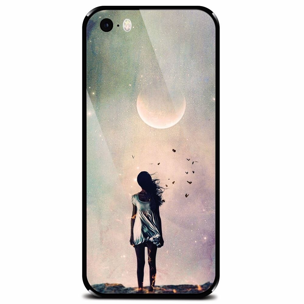 Husa din sticla securizata pentru Apple iPhone 5, Alone Woman Cgi Hd K