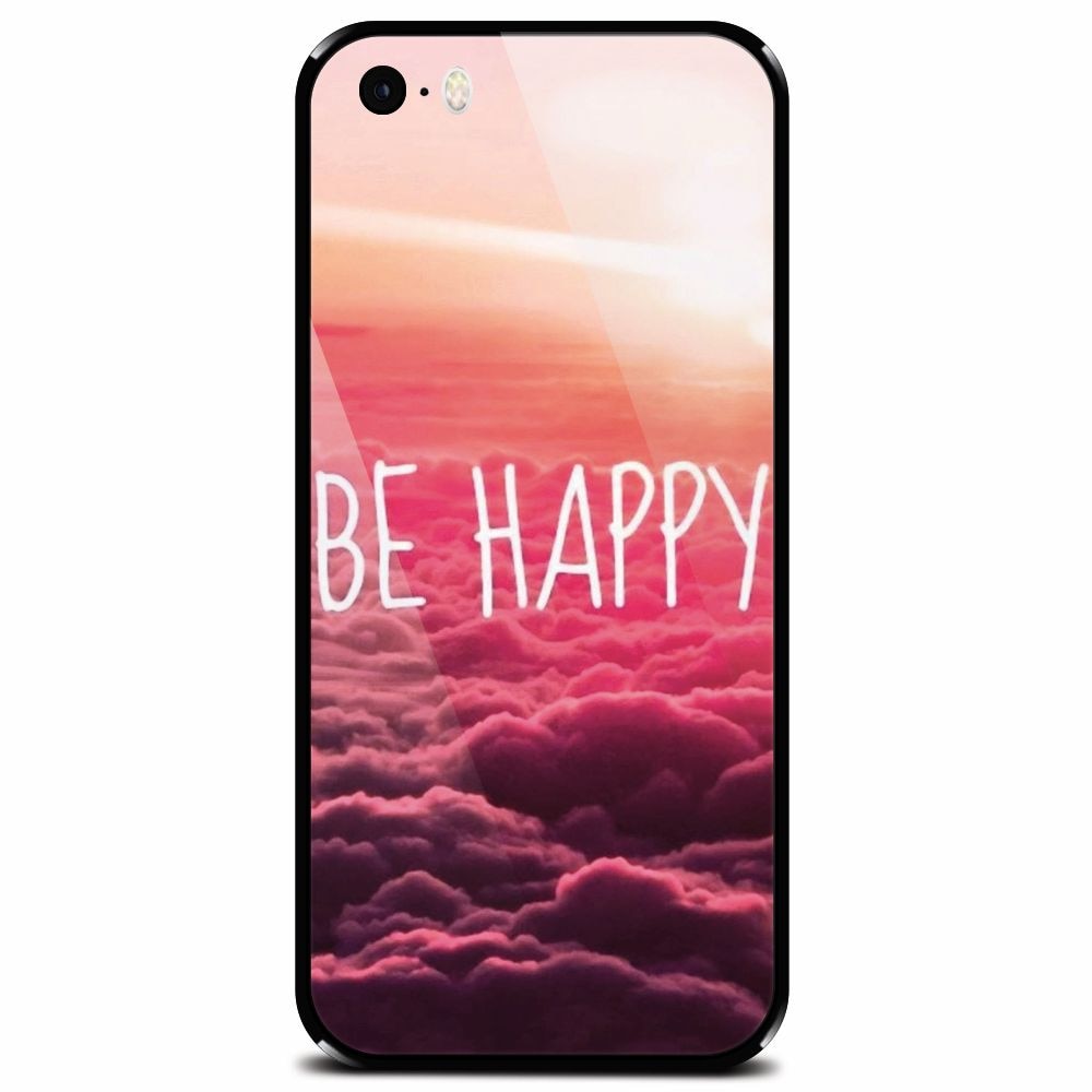 Husa din sticla securizata pentru Apple iPhone 5, Be Happy Puffy Clouds