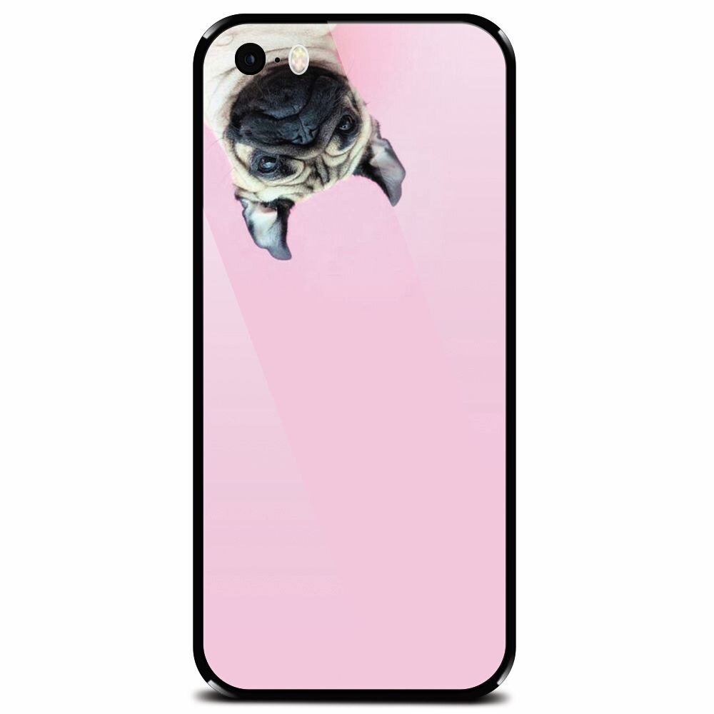 Husa din sticla securizata pentru Apple iPhone 5, Dog And Pink