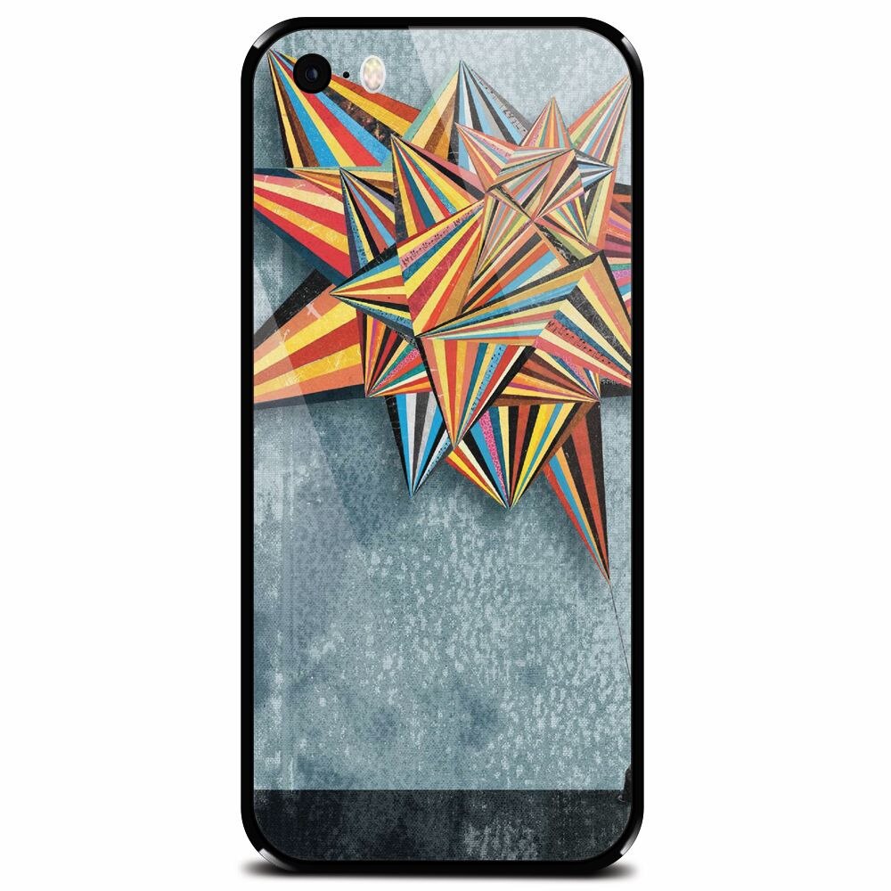 Husa din sticla securizata pentru Apple iPhone 5, Abstract Colorful Balloon Triangles