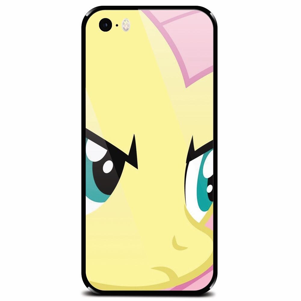 Husa din sticla securizata pentru Apple iPhone 5, Close Up Fluttershy My Little Pony Friendship Is Magic