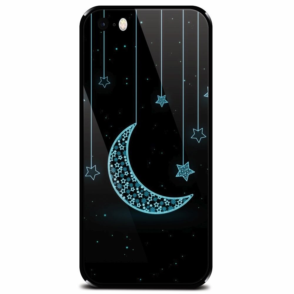 Husa din sticla securizata pentru Apple iPhone 5, Moon