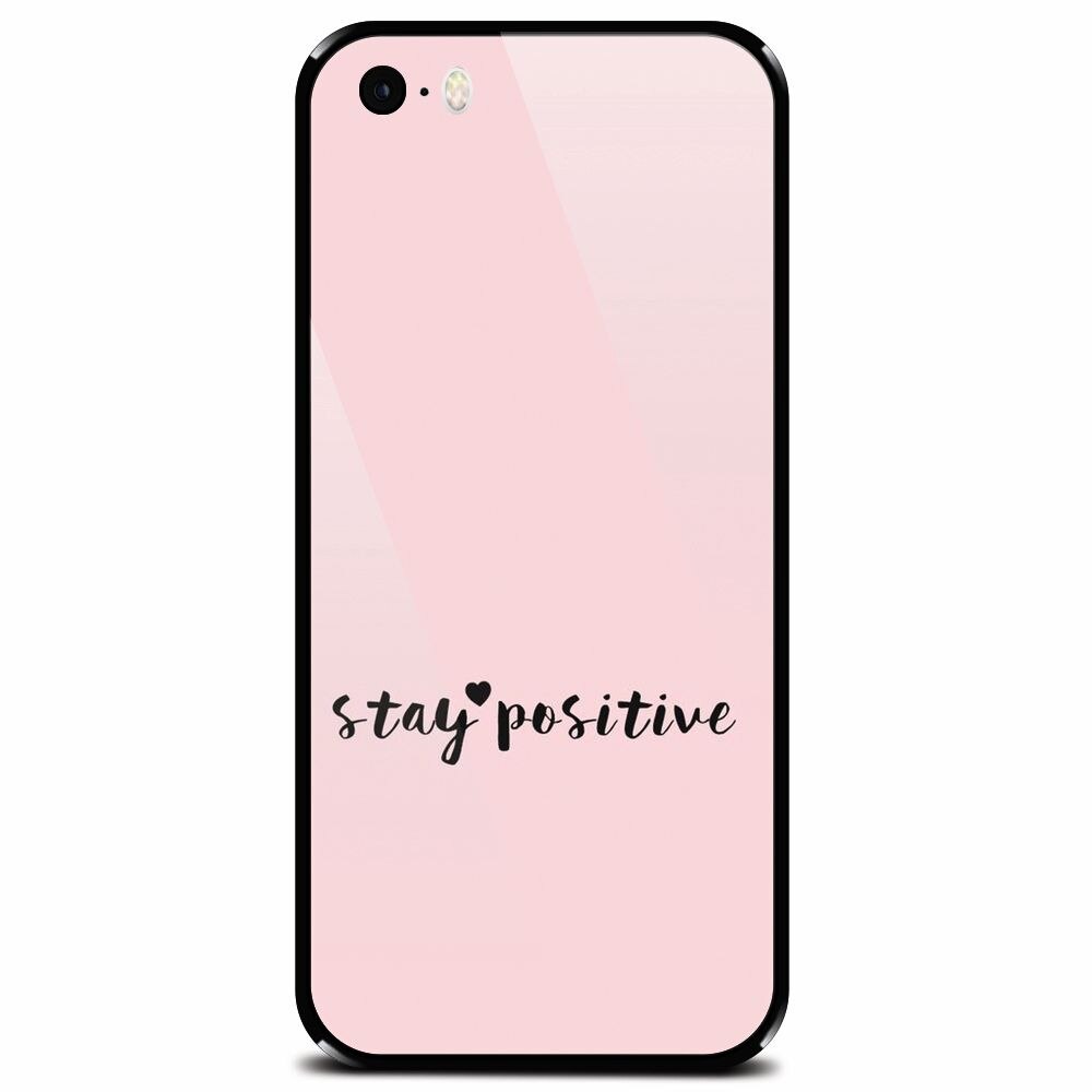 Husa din sticla securizata pentru Apple iPhone 5, Stay Positive