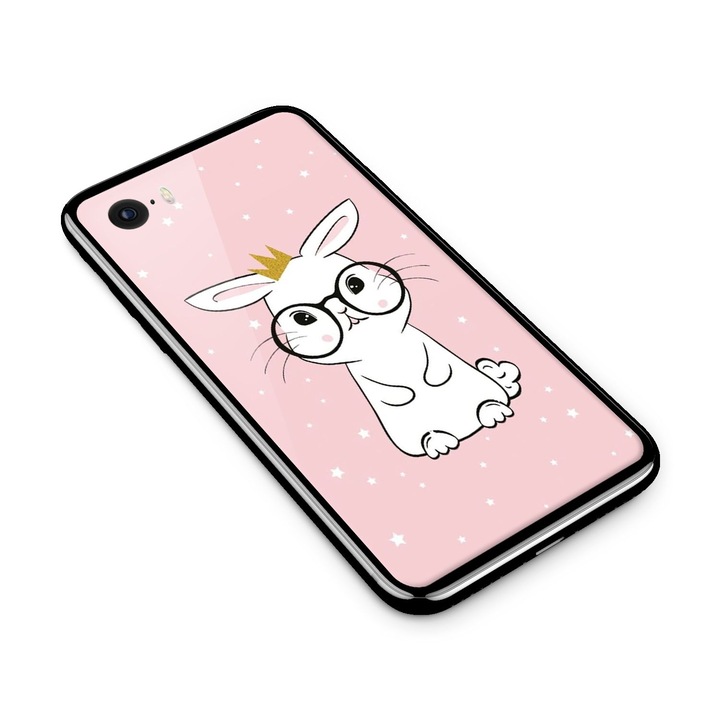 Edzett üvegtok Apple iPhone 5-höz, Cute Rabbit
