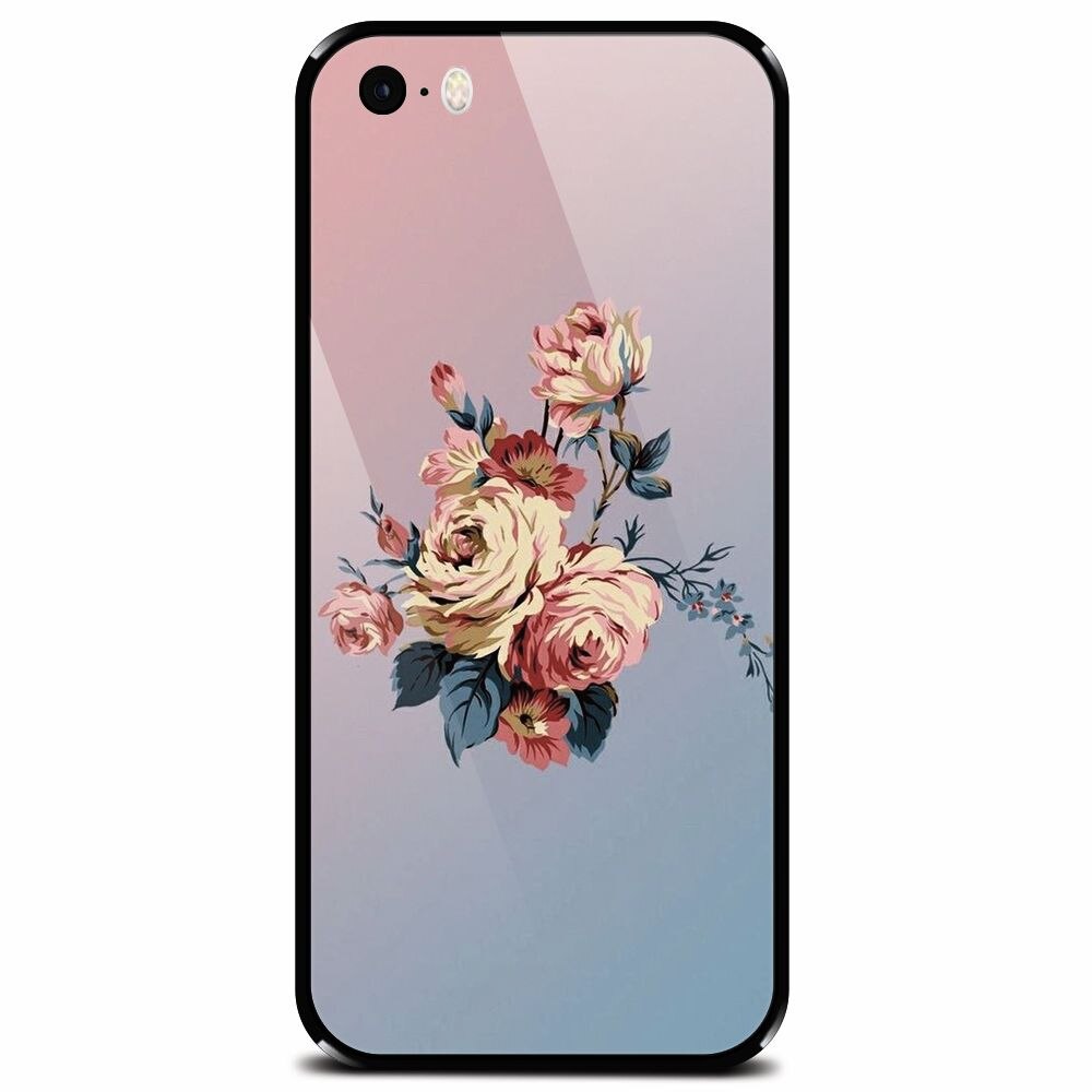 Husa din sticla securizata pentru Apple iPhone 5, Roses