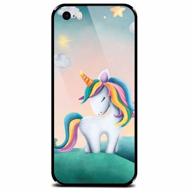 Biztonságos üvegtok Apple iPhone 5, Magic Unicorn telefonhoz