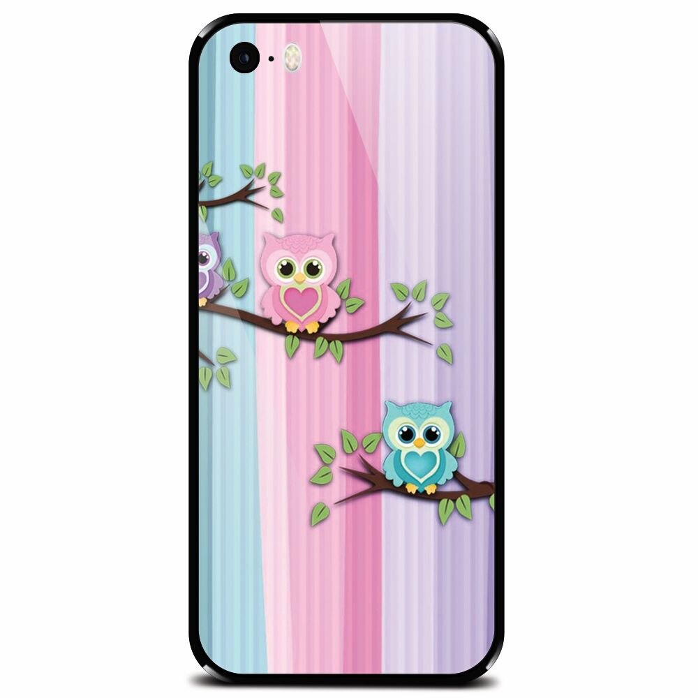 Husa din sticla securizata pentru Apple iPhone 5, Cute Owl