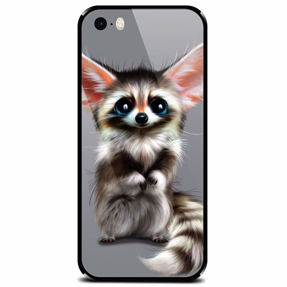 Husa din sticla securizata pentru Apple iPhone 5, Cute Animal 001