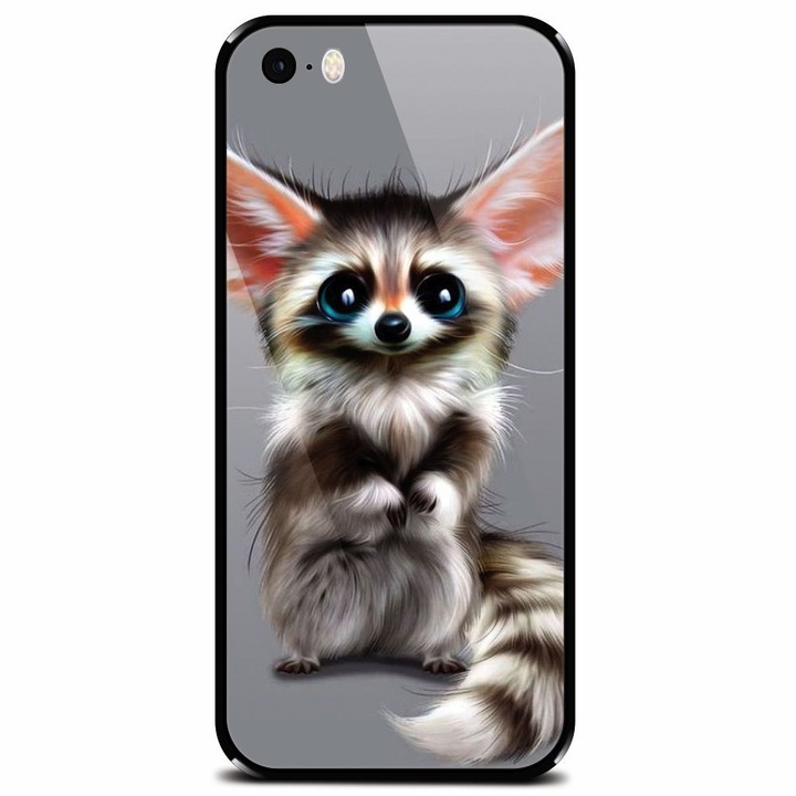 Edzett üvegtok Apple iPhone 5, Cute Animal 001 telefonhoz