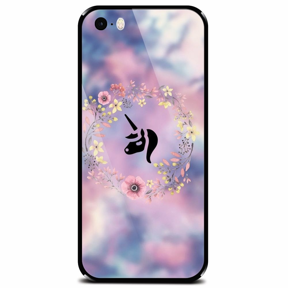 Husa din sticla securizata pentru Apple iPhone 5, Unicorn Icon