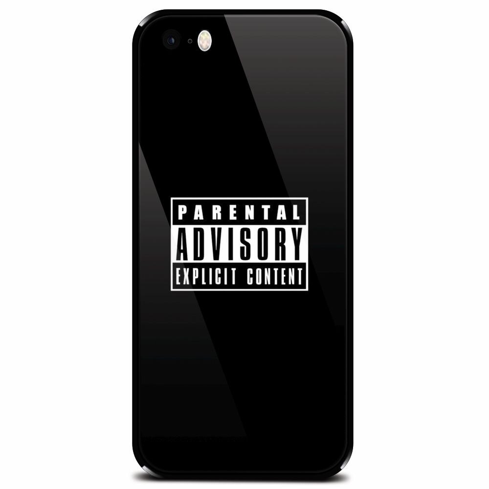 Husa din sticla securizata pentru Apple iPhone 5, Parental Advisory