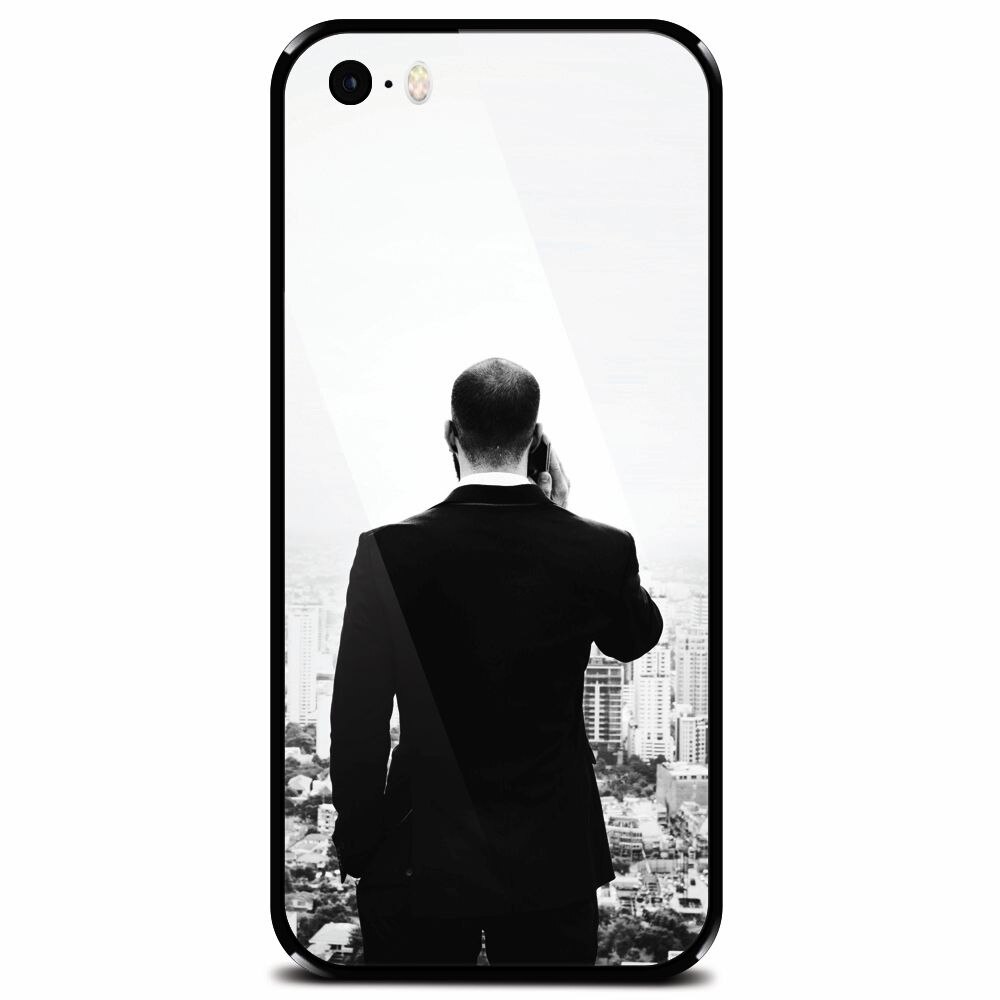 Husa din sticla securizata pentru Apple iPhone 5, Man In Suit