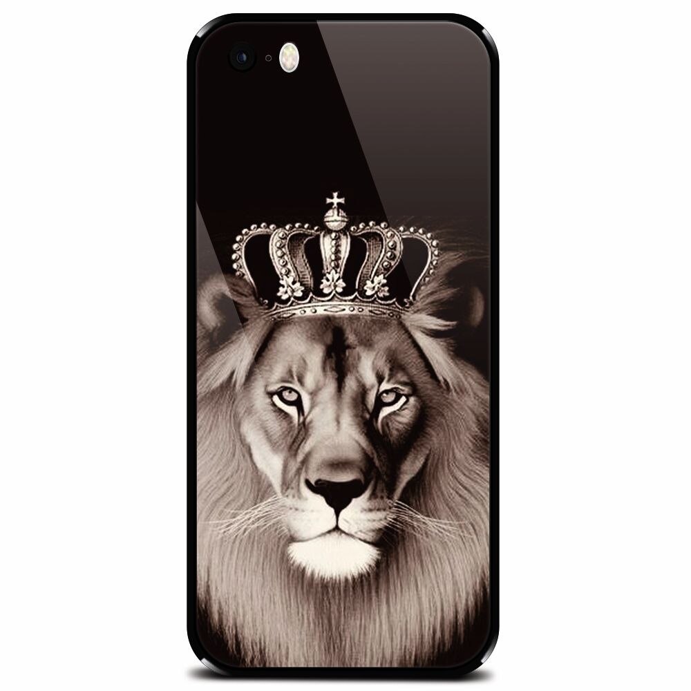 Husa din sticla securizata pentru Apple iPhone 5, Lion King