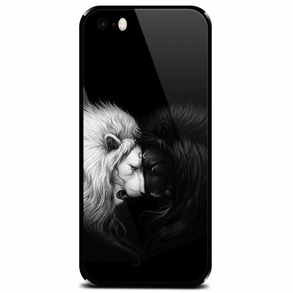 Husa din sticla securizata pentru Apple iPhone 5, Lions