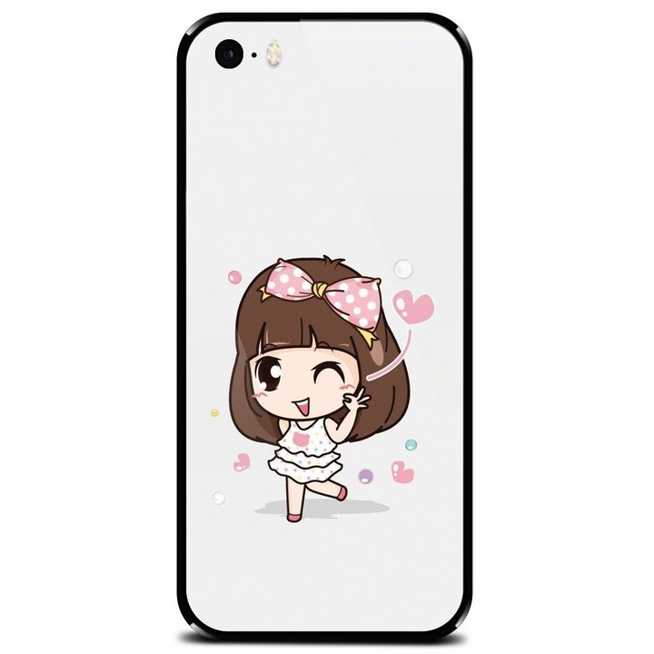 Biztonságos üvegtok Apple iPhone 5, Happy Girl készülékhez