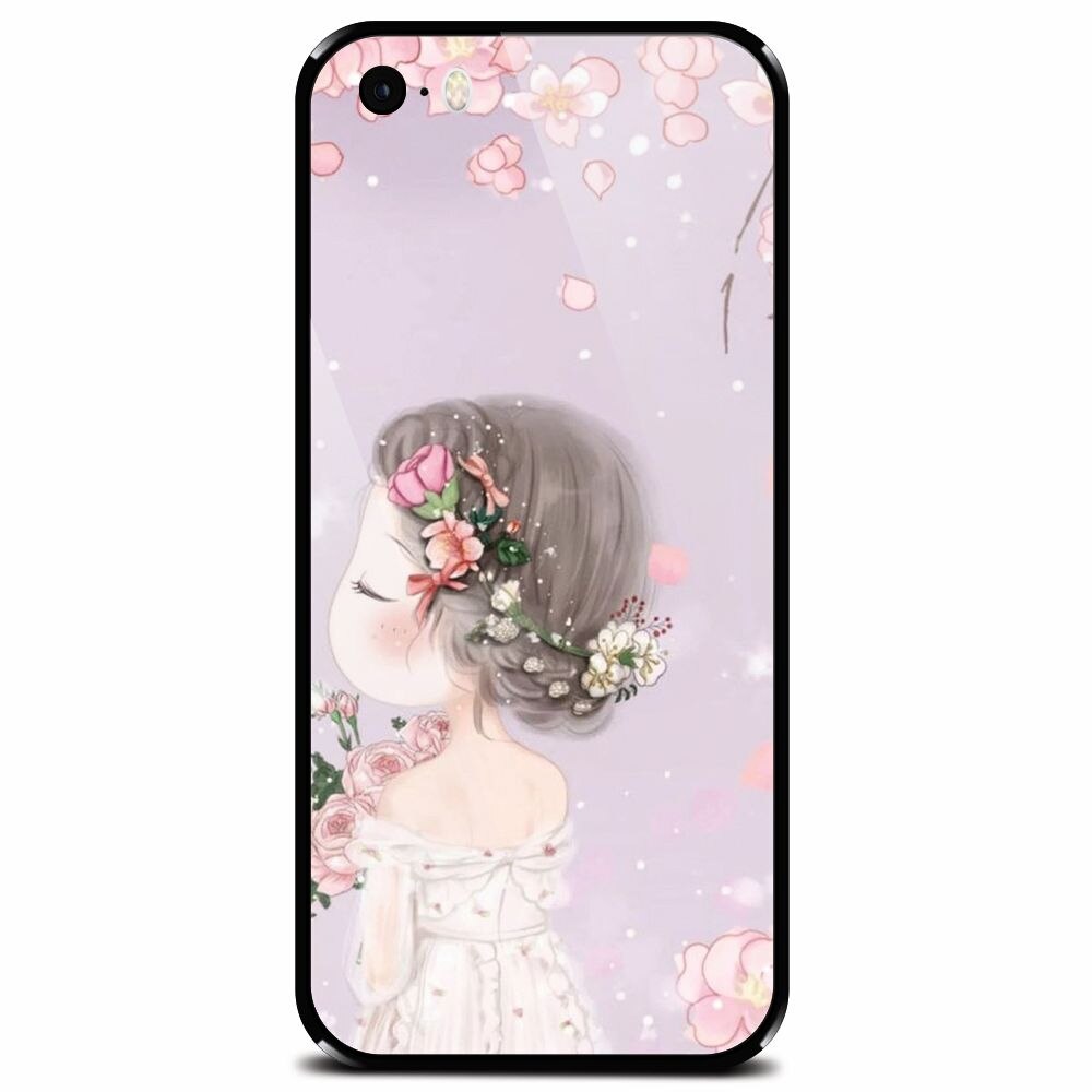Husa din sticla securizata pentru Apple iPhone 5, Girl 001