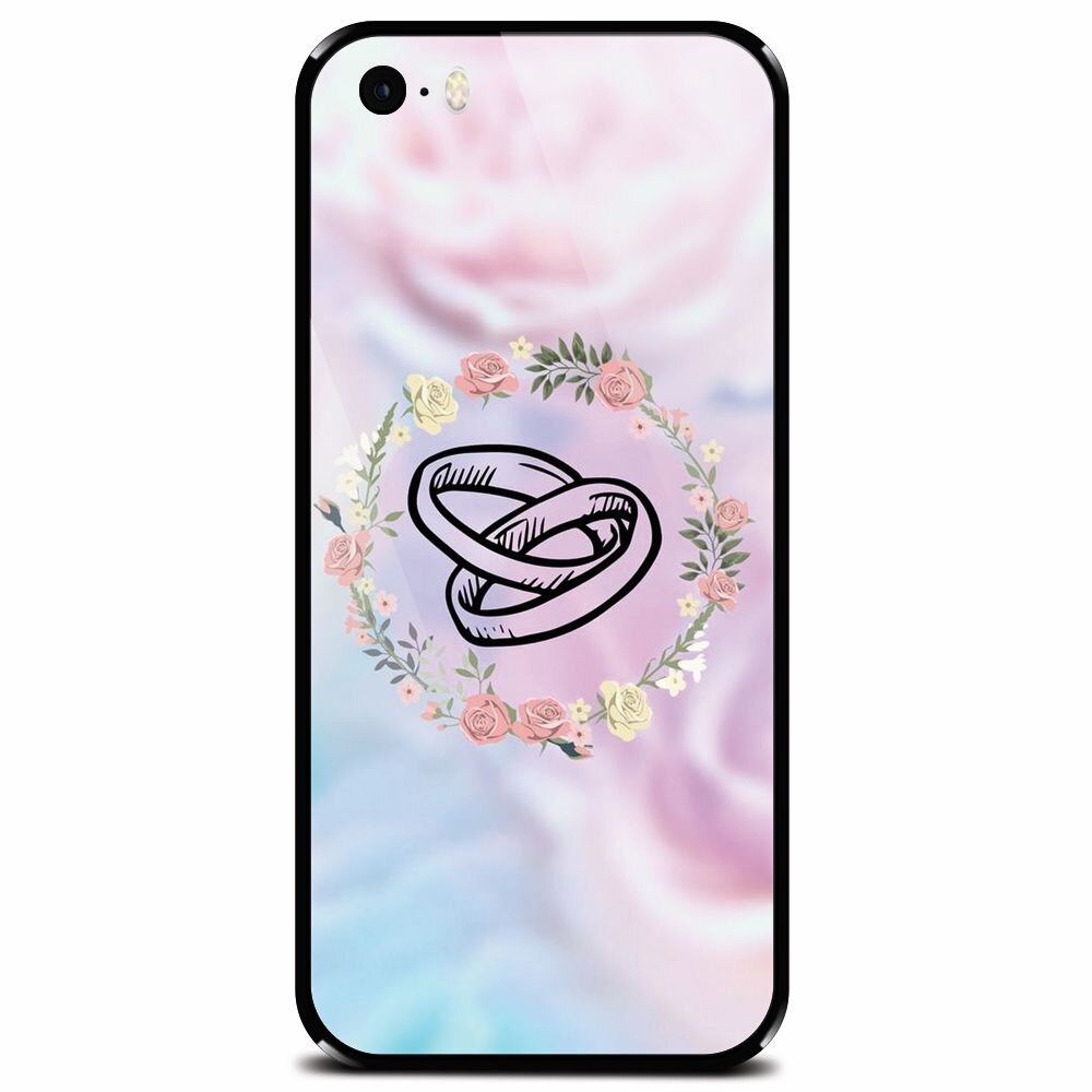 Husa din sticla securizata pentru Apple iPhone 5, Rings