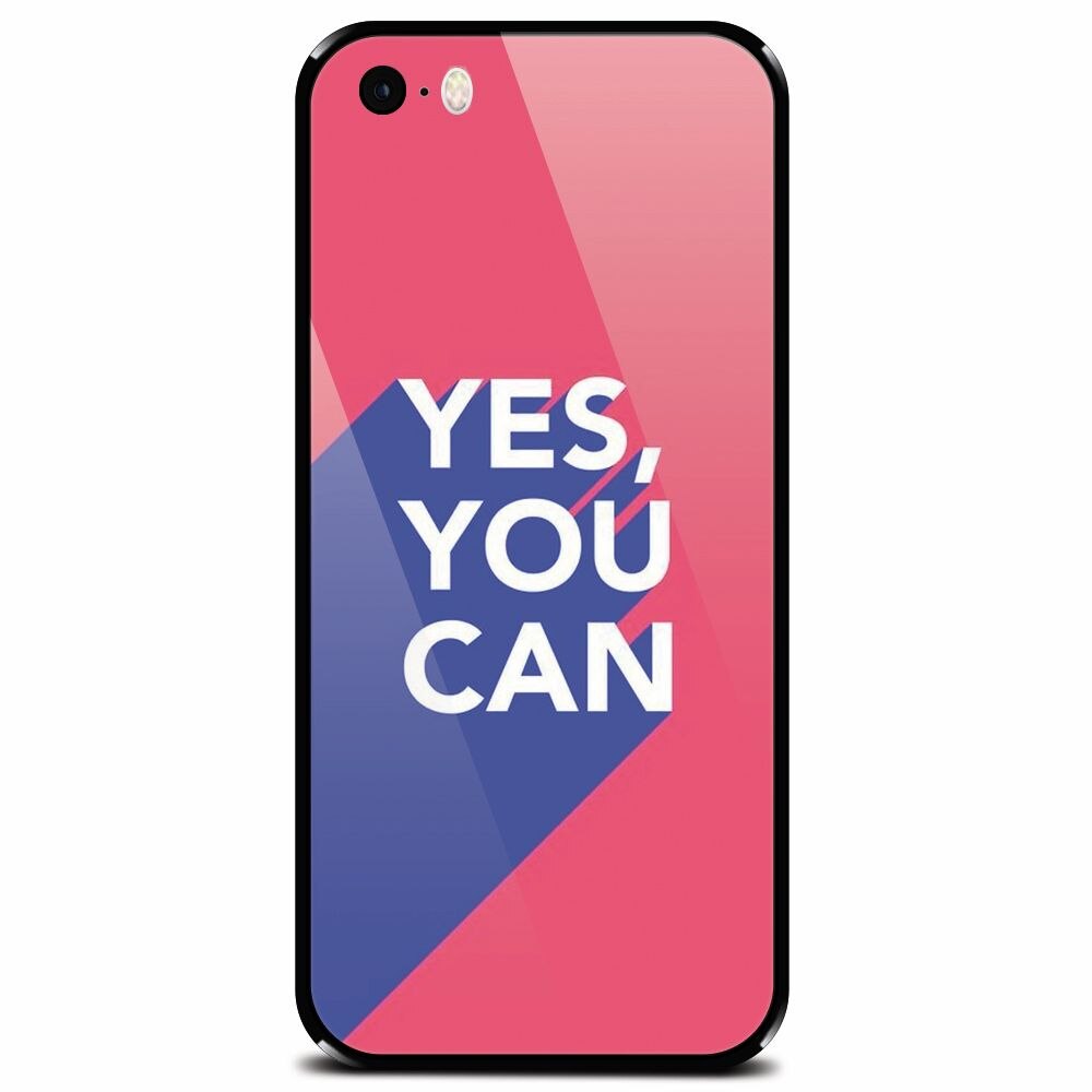 Husa din sticla securizata pentru Apple iPhone 5, Yes You Can