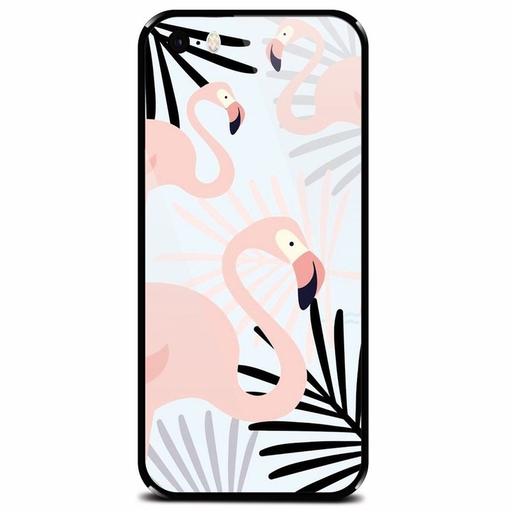 Edzett üvegtok Apple iPhone 5, Flamingo telefonhoz