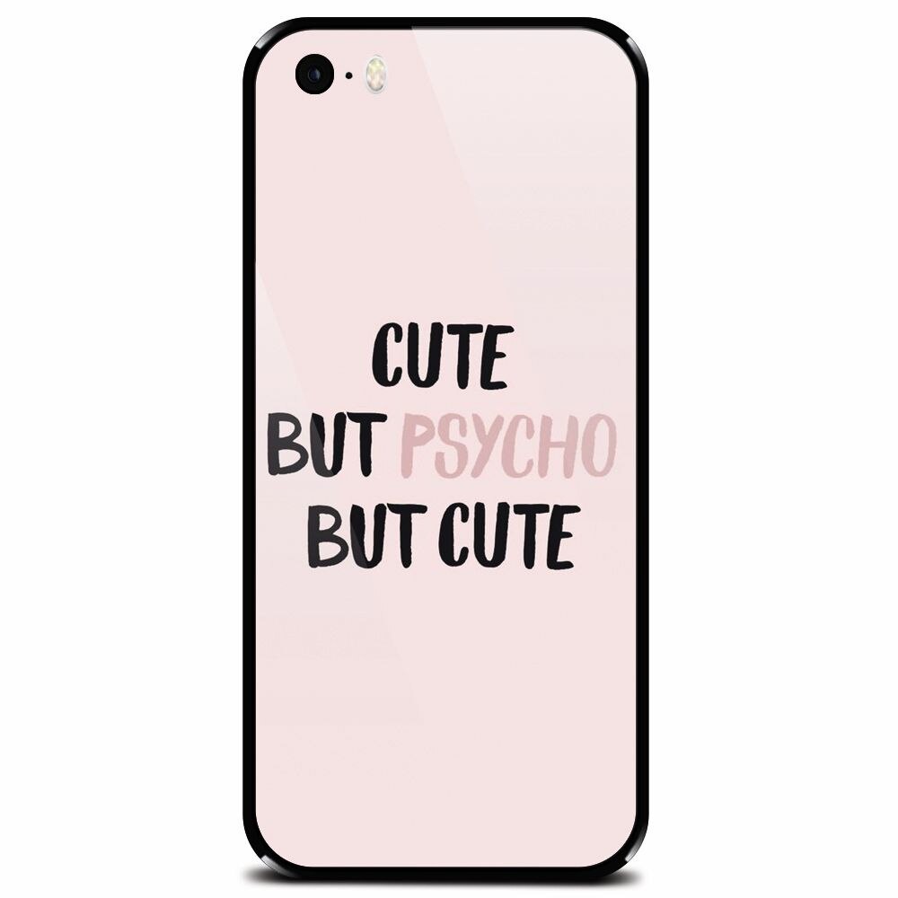 Husa din sticla securizata pentru Apple iPhone 5, Cute But Psycho
