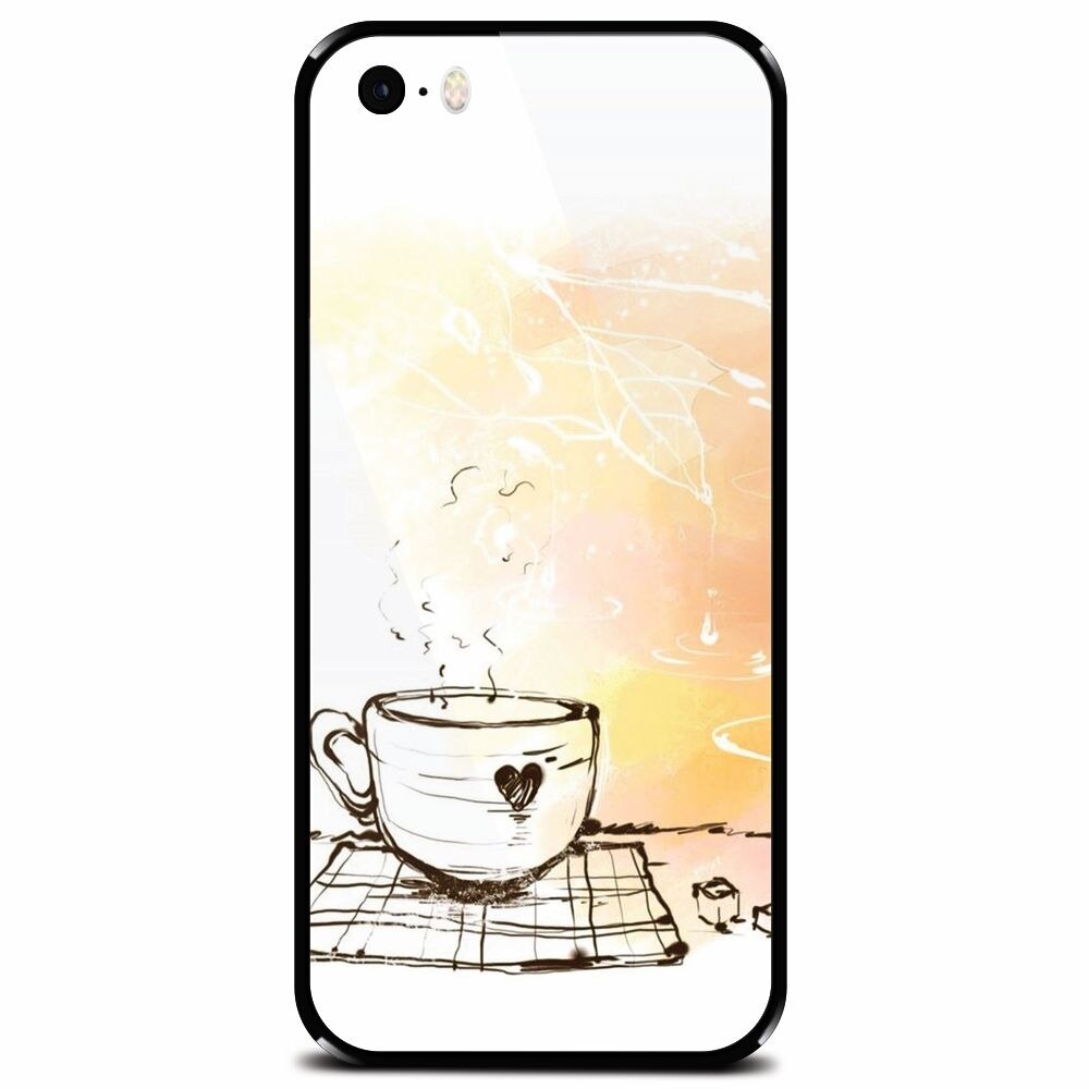 Husa din sticla securizata pentru Apple iPhone 5, Coffe Love