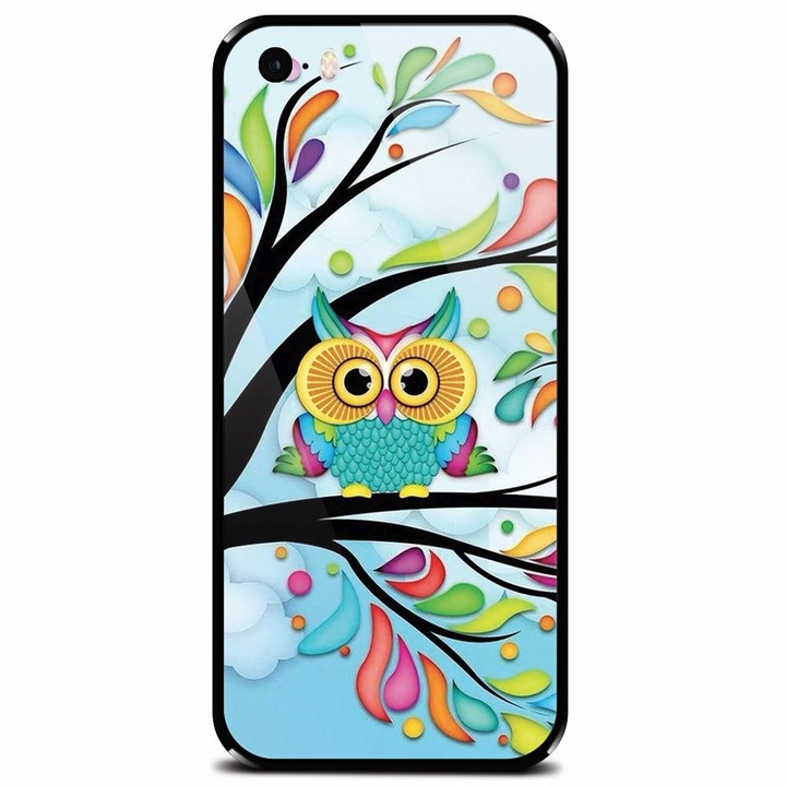Edzett üvegtok Apple iPhone 5, Owl 101 telefonhoz