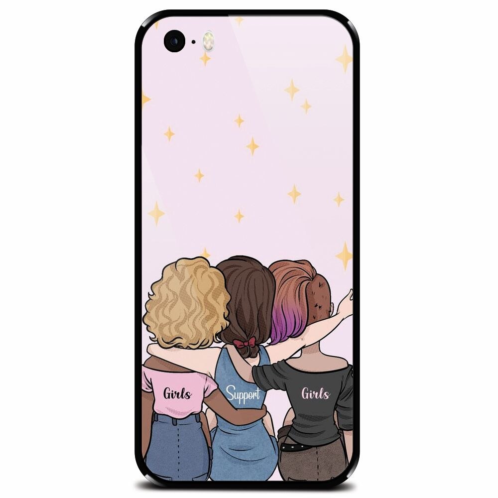 Husa din sticla securizata pentru Apple iPhone 5, Girls Support Girls