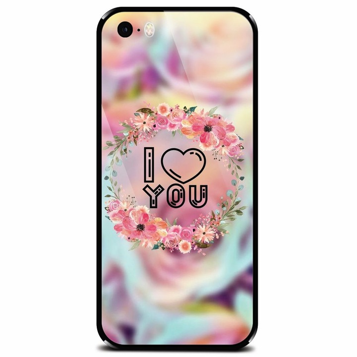 Edzett üvegtok Apple iPhone 5, I Love You telefonhoz