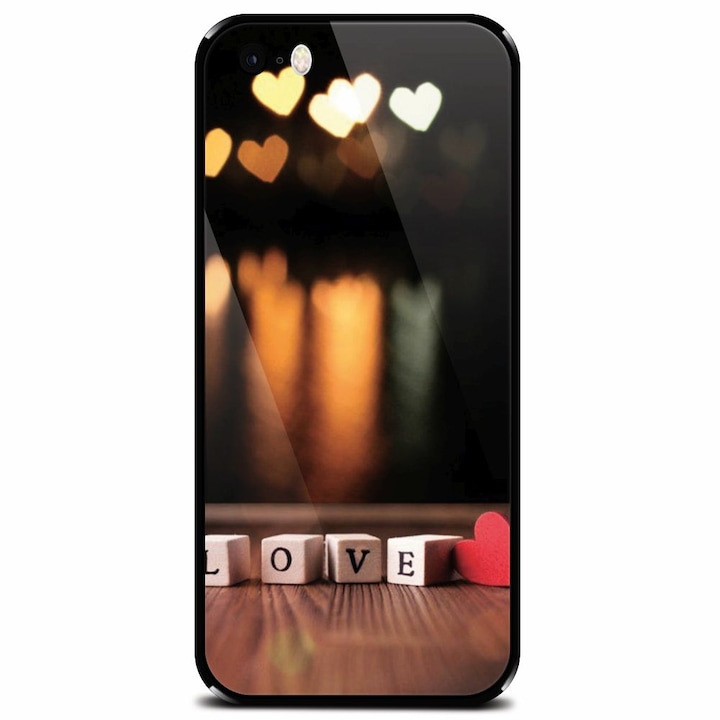 Edzett üvegtok Apple iPhone 5, Love 003 telefonhoz