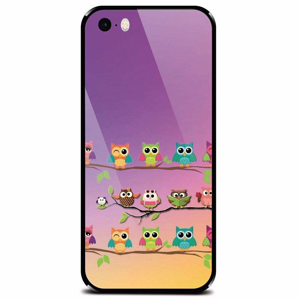 Husa din sticla securizata pentru Apple iPhone 5, Owls