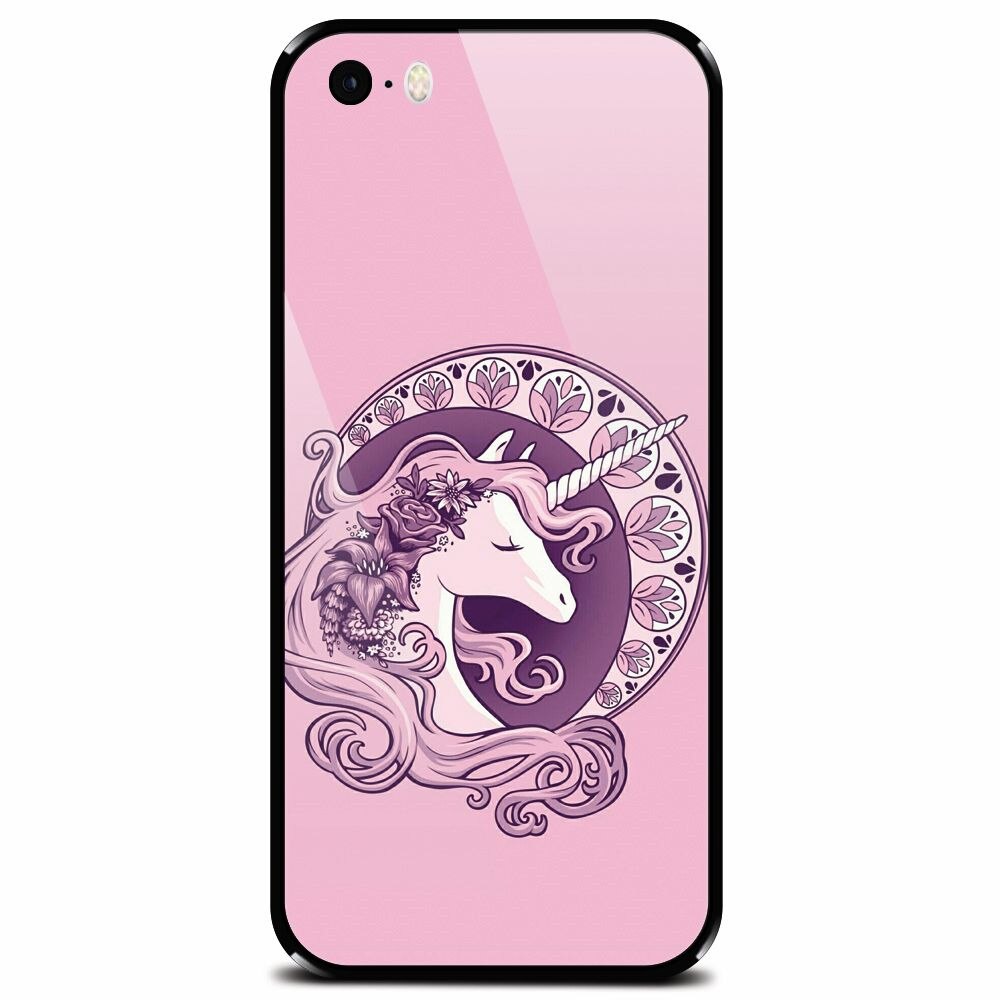 Husa din sticla securizata pentru Apple iPhone 5, Purple Unicorn