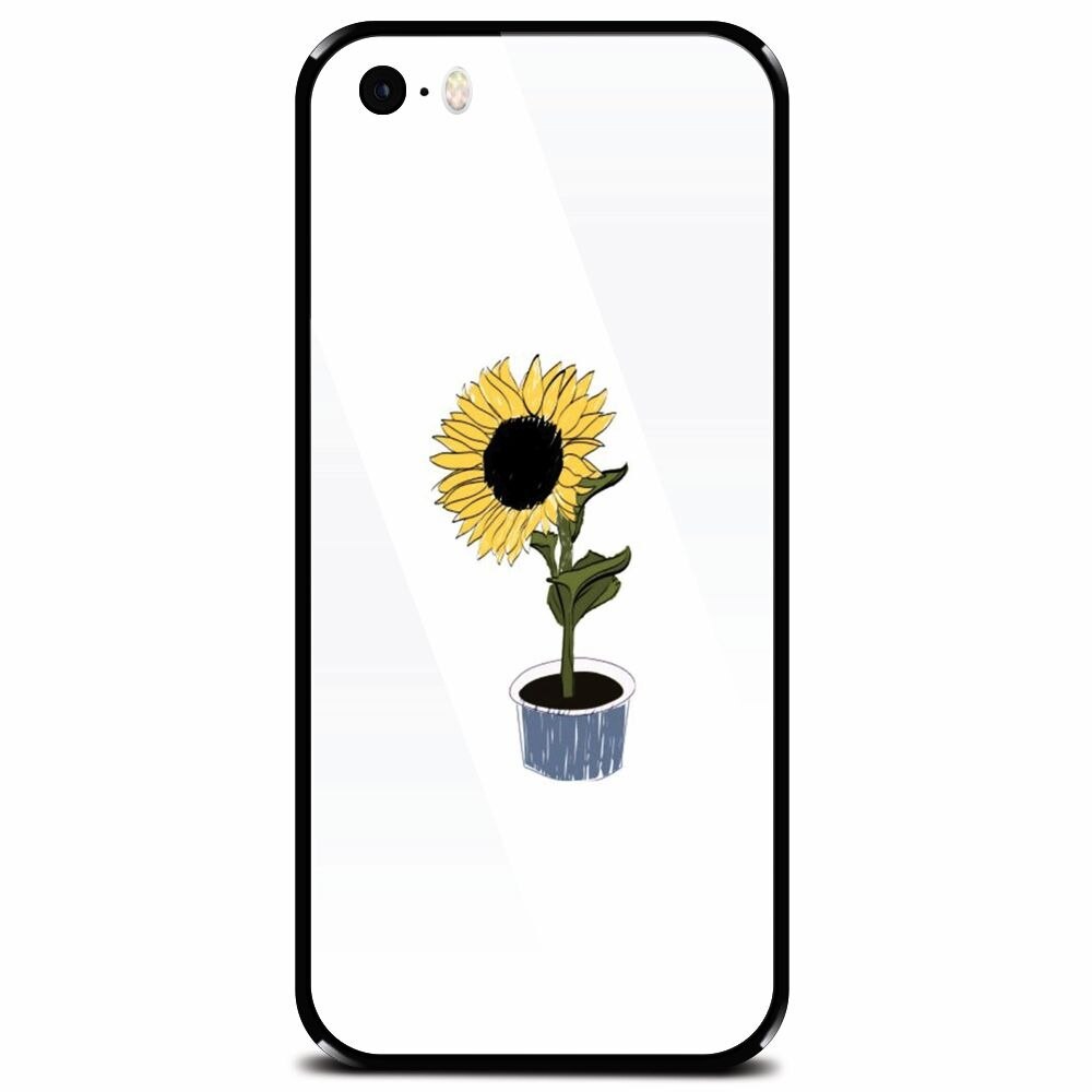 Husa din sticla securizata pentru Apple iPhone 5, Sun Flower