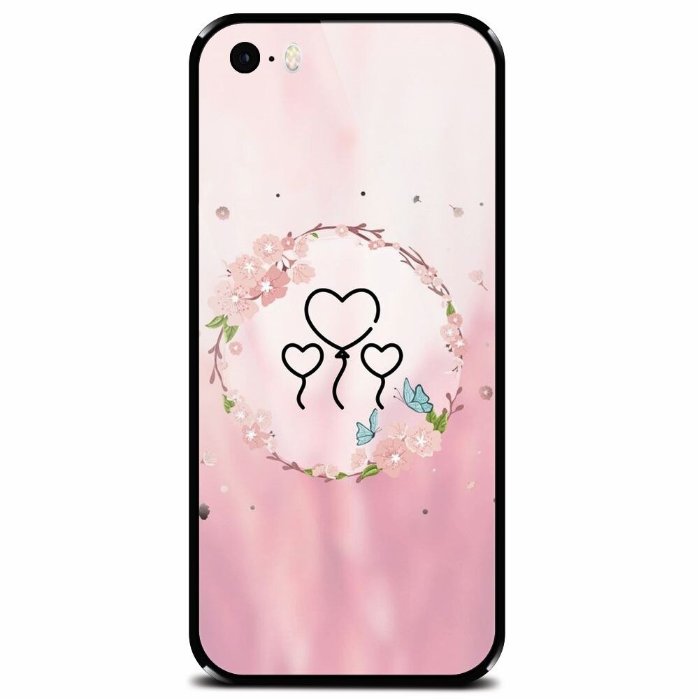 Husa din sticla securizata pentru Apple iPhone 5, Heart Baloons